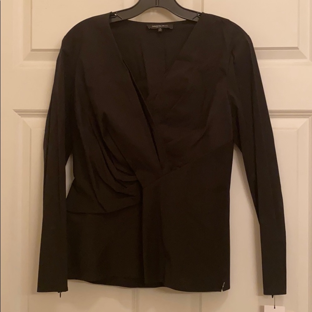 NWT Lafayette 148 Black Twist Top